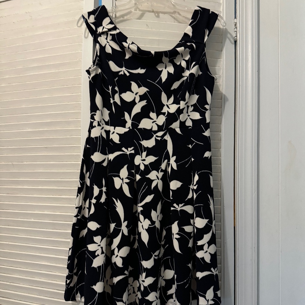 Black and White Floral Fit and Flare Dress